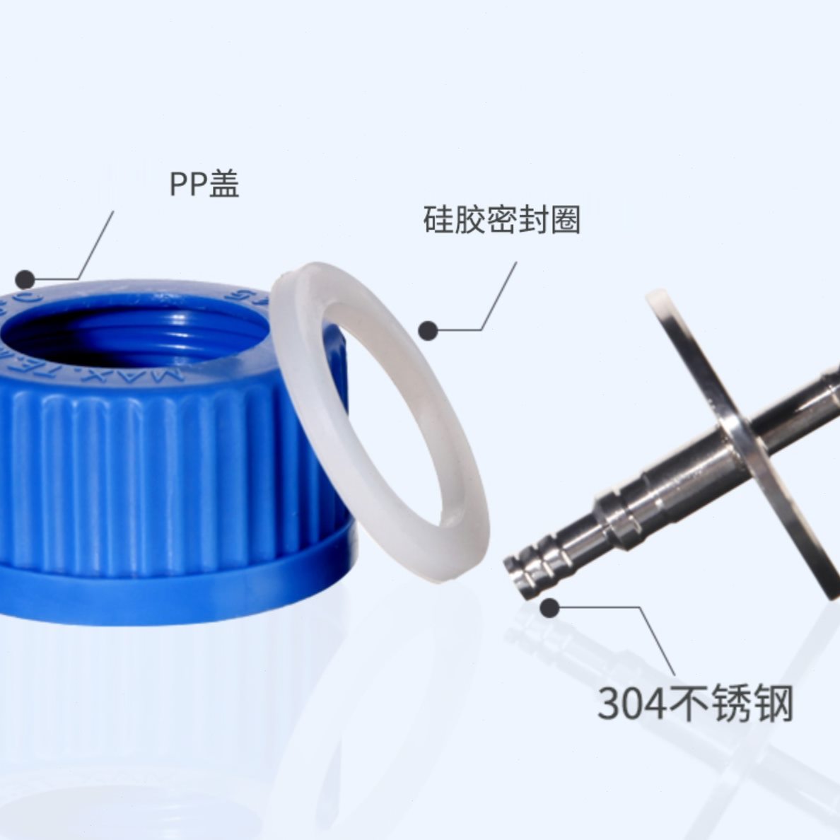 补料瓶盖不锈钢加料瓶盖反应器补料瓶发酵罐补料瓶试剂瓶盖顶空盖